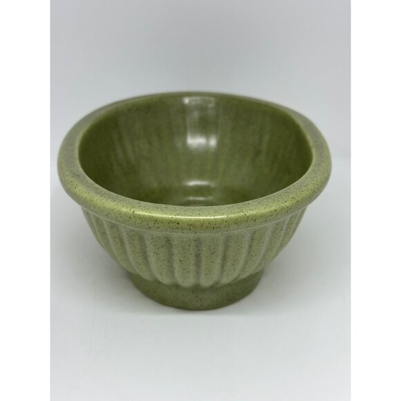 Vintage Haeger Pottery USA 3938-A Green Oval Ribbed Planter Bowl 8"x3" MCM USA - Picture 3 of 8